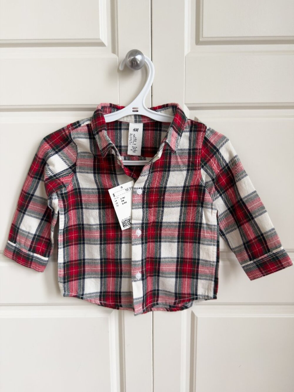 6-9 Months H&M Baby Holiday Plaid Button-Down Shirt | NWT